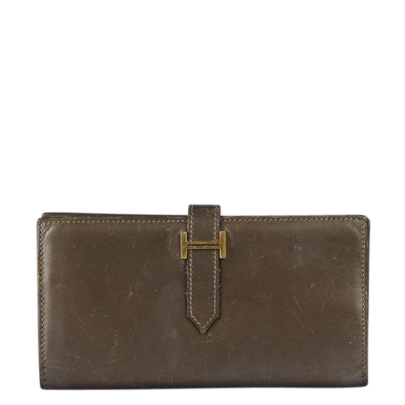 Hermes Bearn Brown Leather Bi-Fold Wallet 204925 - Picture 1 of 10